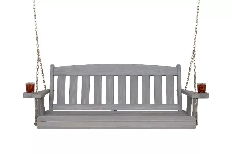 Amish Casual 6 Foot Semi-Solid Grey Stain Mission Porch Swing