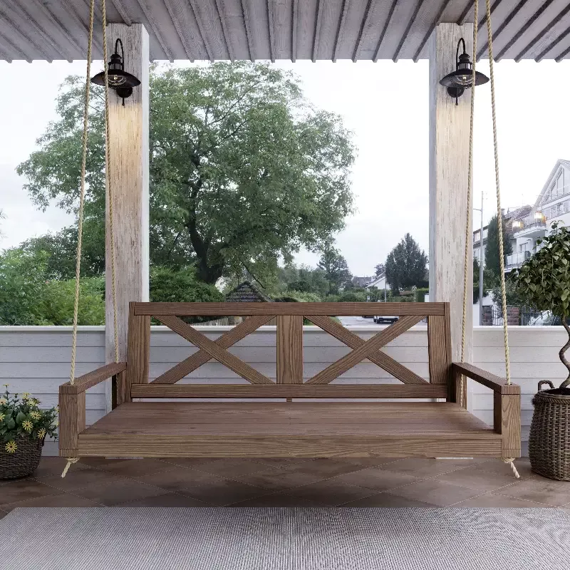 Amish Casual Malvern Porch Swing Bed, Full Oak