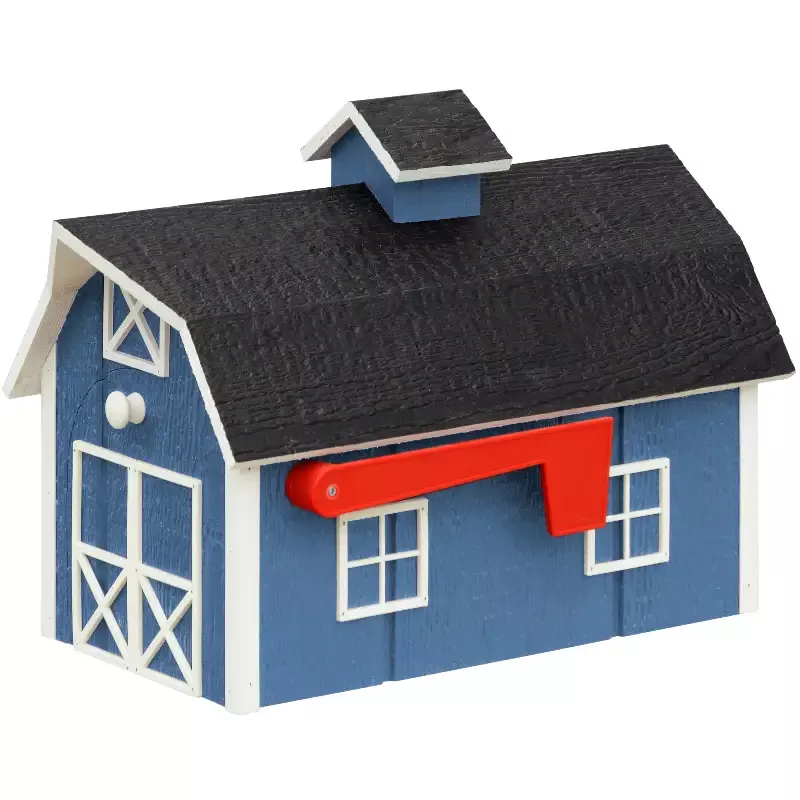 Amish Dutch Barn Painted Wooden Mailbox with Cupola