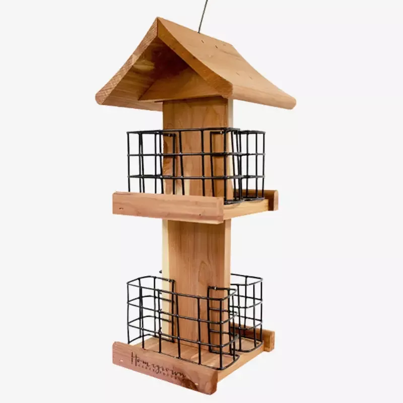 Amish Made Cedar Quad Suet Cake Tower – Premium Outdoor Feeder for Birds