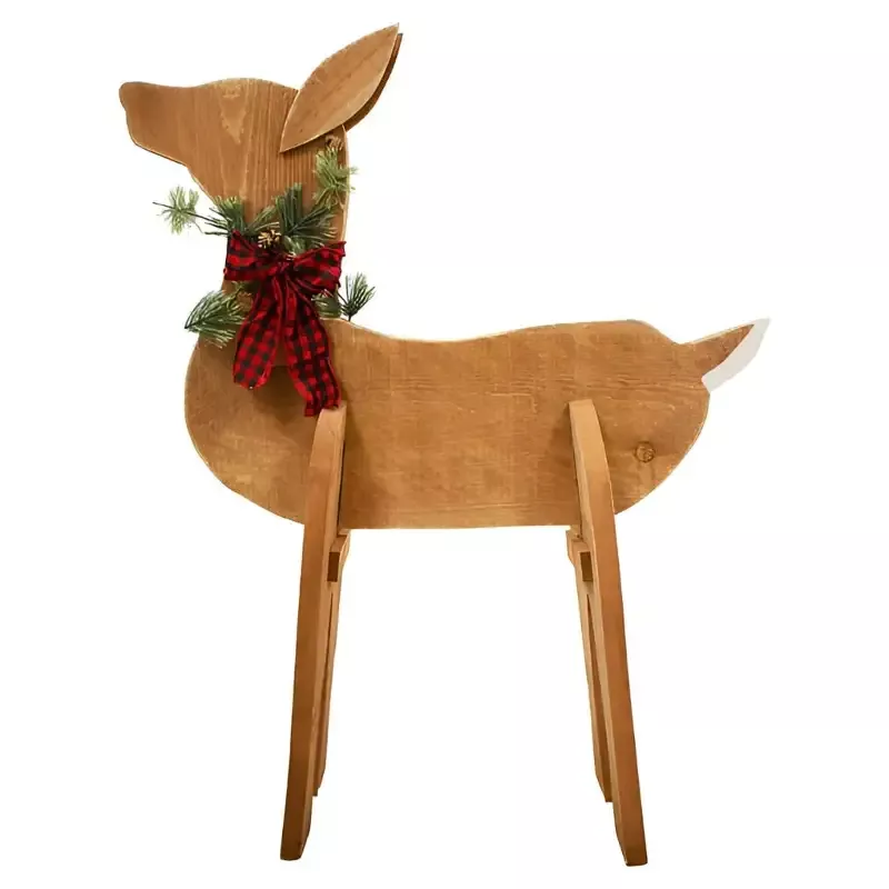 Amish-Made Wooden Doe Statue – Handmade Christmas Decoration