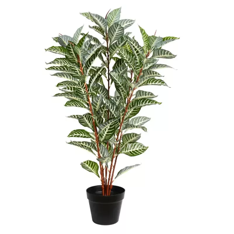Artificial Plant : Green Zebra in Pot with 125 Real Touch Leaves