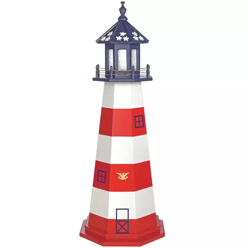 Assateague Style Patriotic Wooden Lighthouse