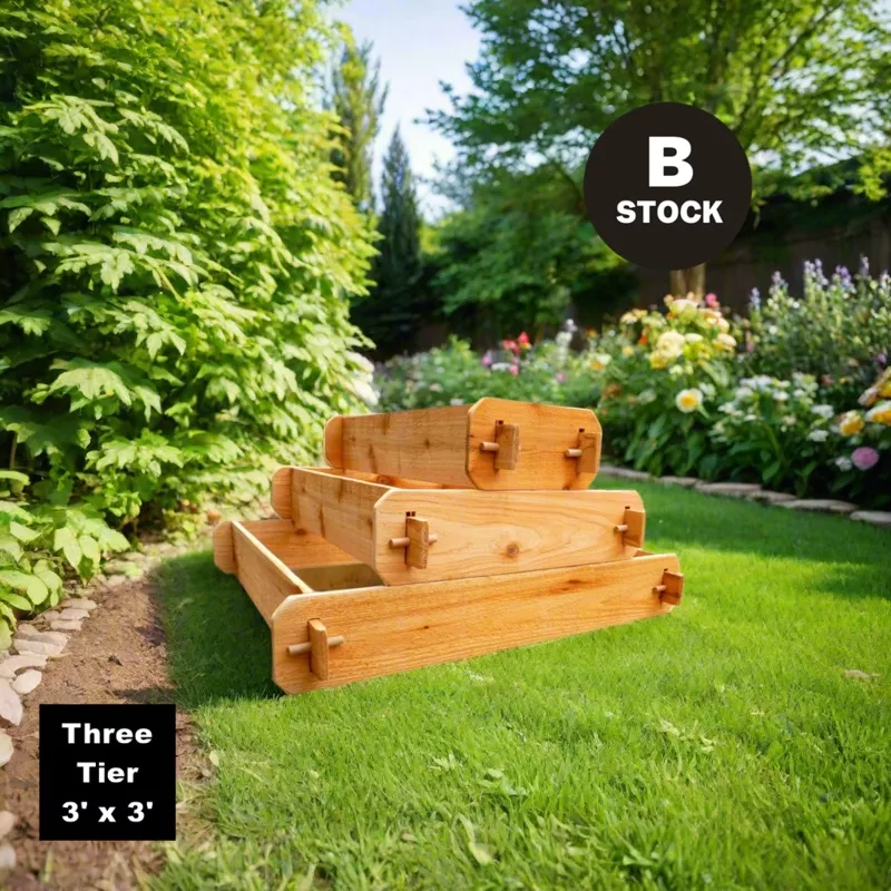 ‘B-STOCK’ Raised Garden Bed Kit 3 Tiered Pyramid (1×3 2×3 3×3) Select Cedar Elevated Planter