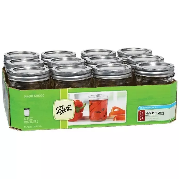 Ball Canning Jars, Regular Mouth Half-Pint – Case of 12