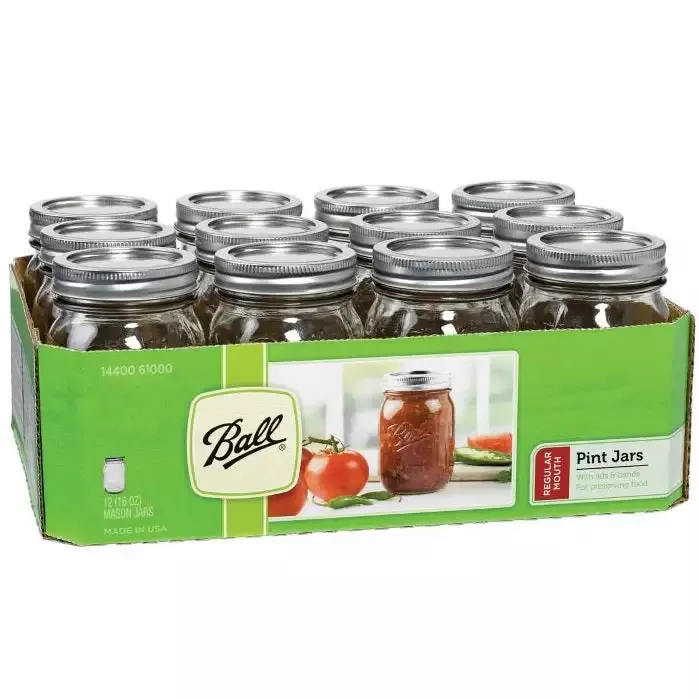 Ball Canning Jars, Regular Mouth Pint – Case of 12