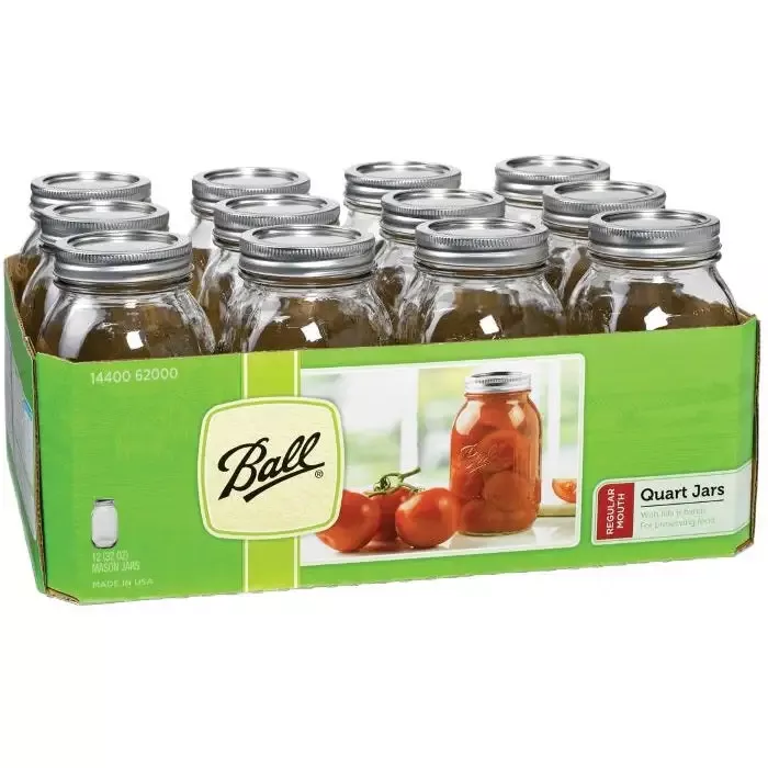 Ball Canning Jars, Regular Mouth Quart – Case of 12