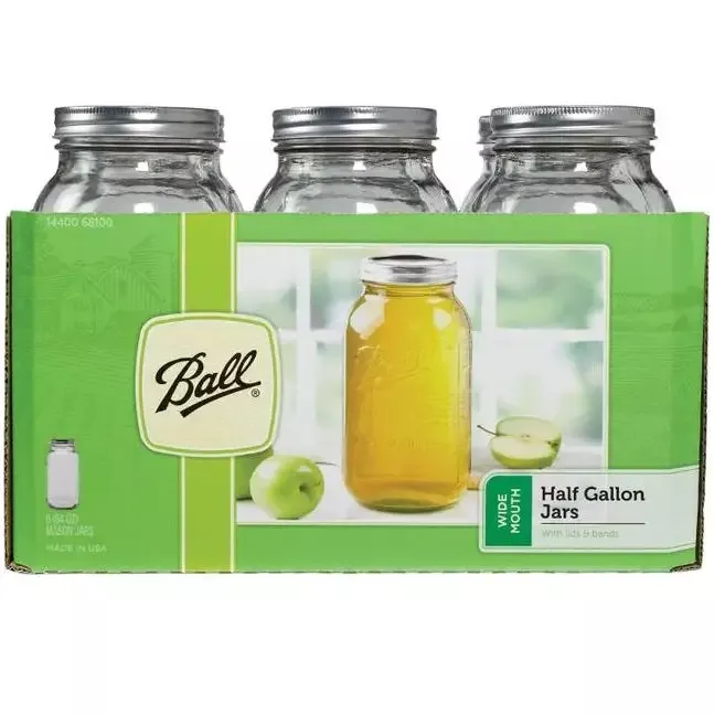 Ball Canning Jars, Wide Mouth Half Gallon – Case of 6