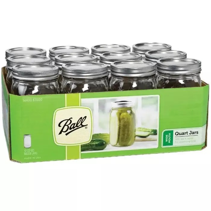 Ball Canning Jars, Wide Mouth Quart – Case of 12
