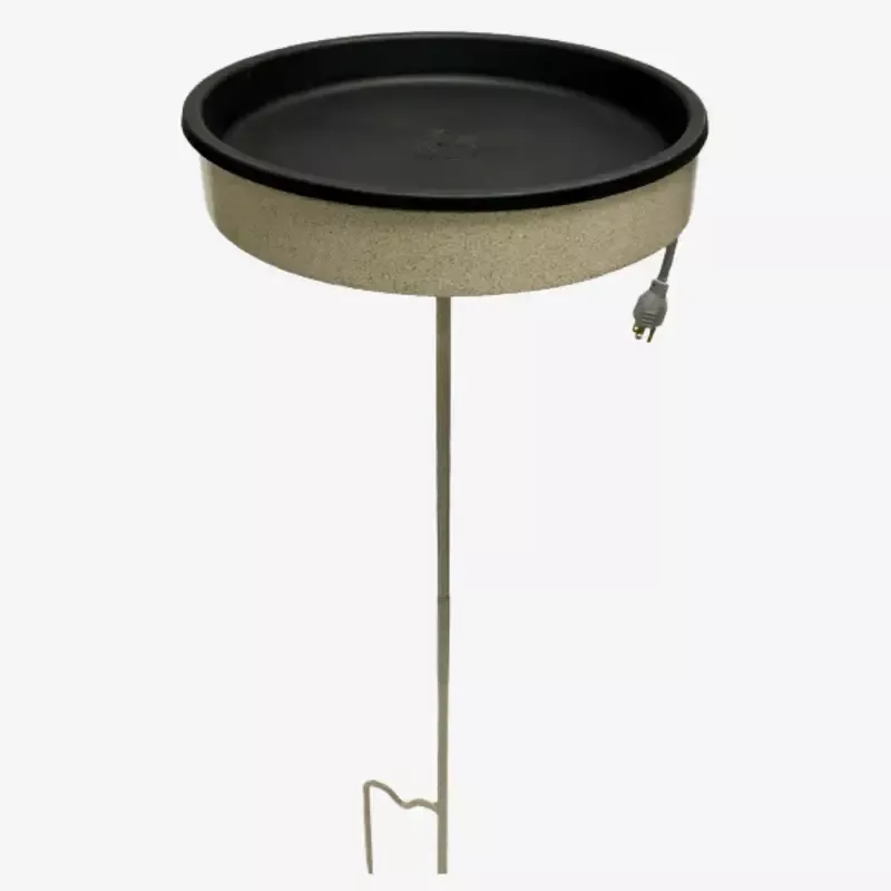 Beige Erva Heated Bird Bath with Pole for Cold Weather