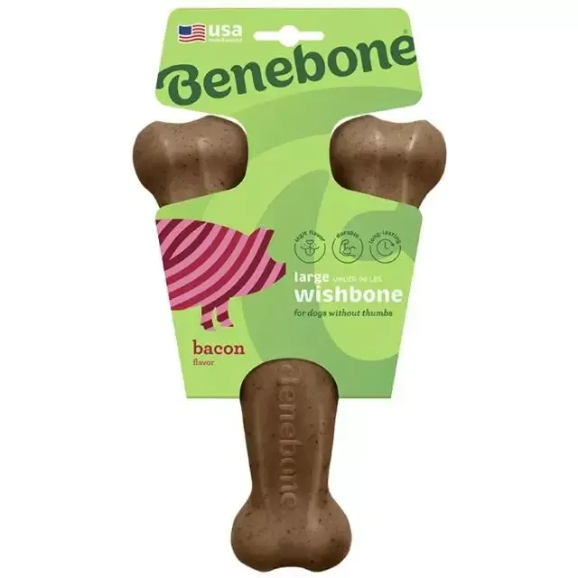 Benebone Wishbone Bacon Dog Chew, Large