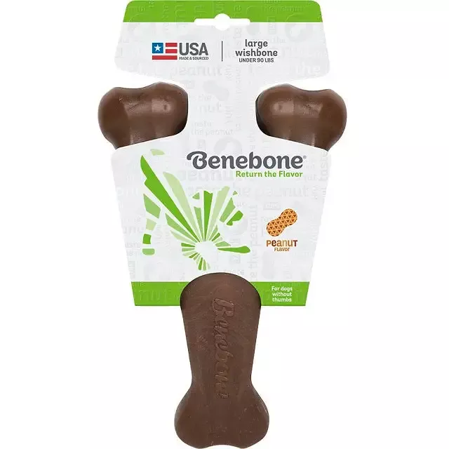 Benebone Wishbone Peanut Dog Chew, Large