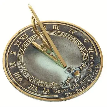 Brass Grow Old With Me Sundial – 10in Diam Solid Brass with Verdigris Highlights