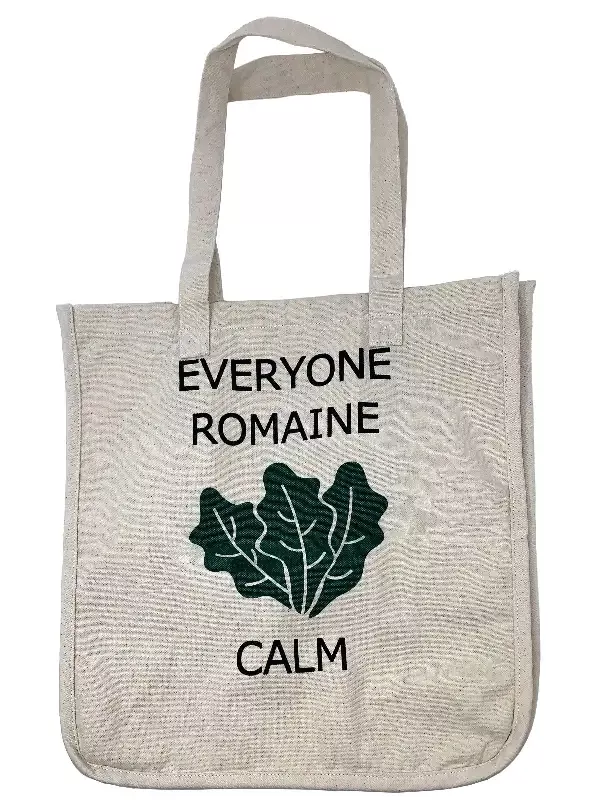 Canvas Reusable Tote Bag, Everyone Romaine Calm, 14″ x 14″ x 7″