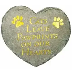 Cats Leave Pawprints Heart shaped Stepping Stone