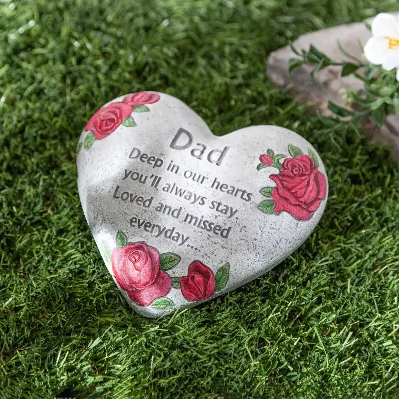 Cement Dad Heart Stone with Message