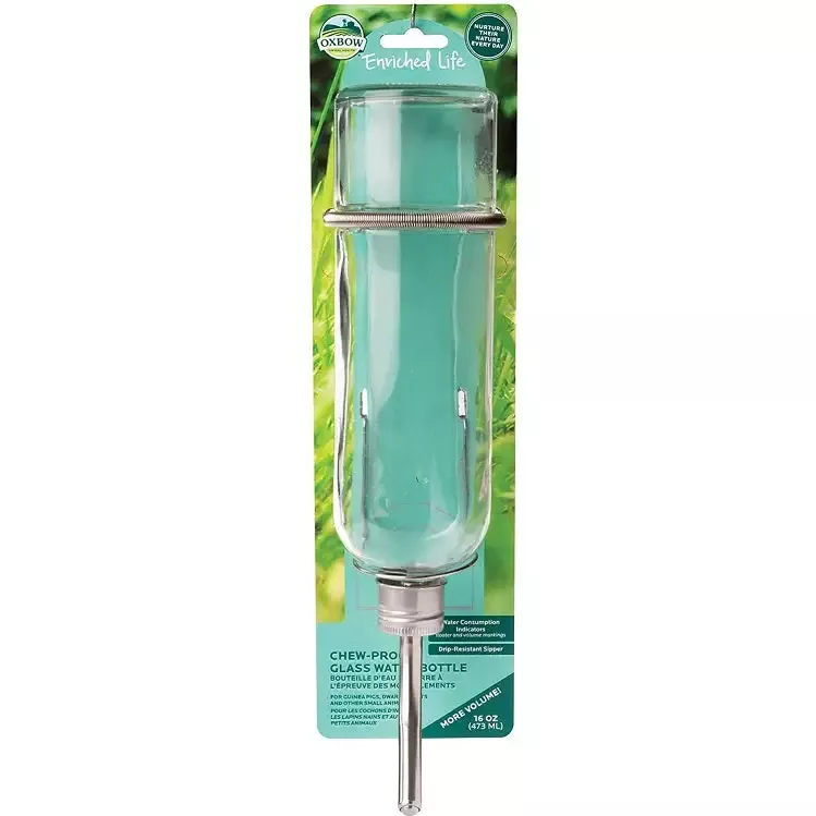 Chew-Proof Glass Water Bottle for Small Animals- Enriched Life