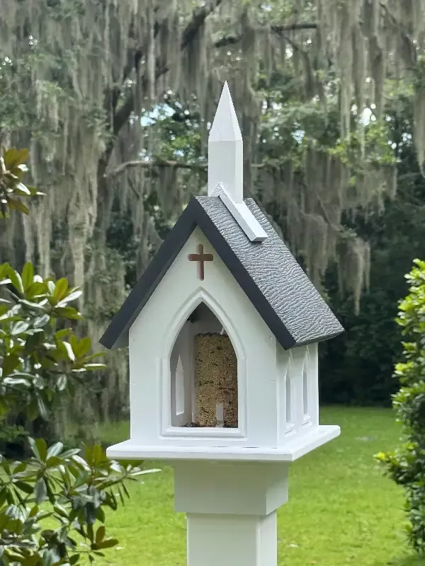 Church Steeple Birdfeeder – Decorative White Chapel for Birds