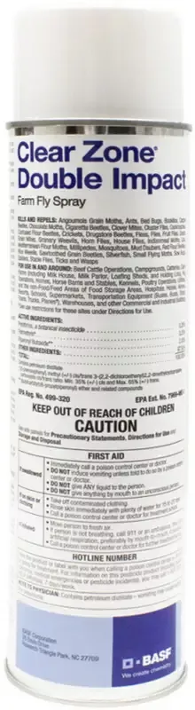 Clear Zone Double Impact Farm Fly Spray – 14 ounce can