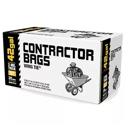 Contractor Trash Bags, 3-Mil/42 Gallons – 20 per Box