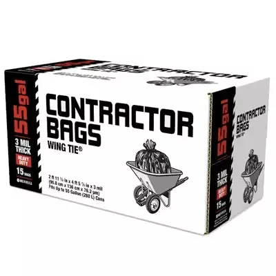 Contractor Trash Bags, 3-Mil/55 Gallons – 15 per Box
