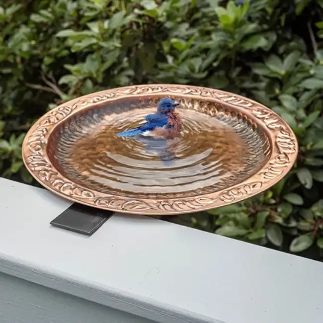 Copper Glow Solar Birdbath – Deck Mount