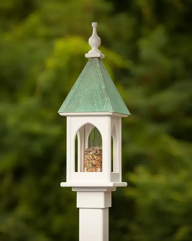 Copper Roof Bird Feeder Post-Mount – 28×8