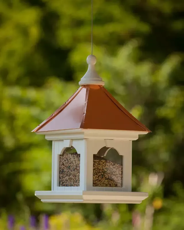 Copper Roof Bird Feeder with Large Capacity – Hanging