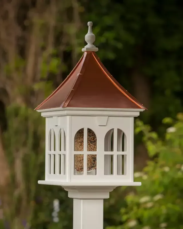 Copper Roof Vinyl/PVC Bird Feeder with Double Window- 29×14
