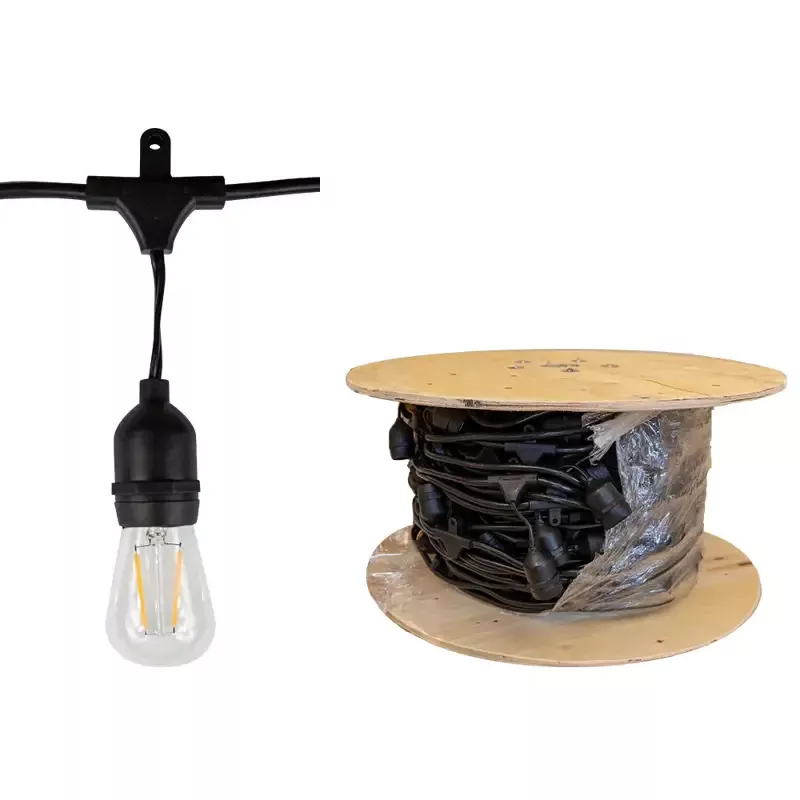 CopperMoon Brilliance LED Bistro String Light, 328′ Length, 12VAC, 2-way Mounting Holes, No Lamps