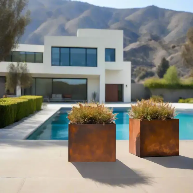 Corten Steel Cube Planters