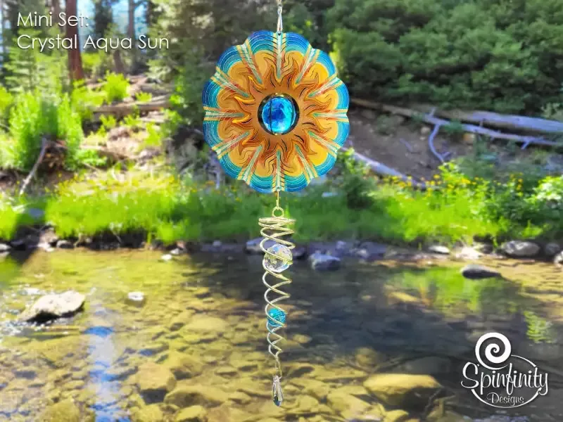 Crystal Aqua Sun – Mini Set Wind Spinner