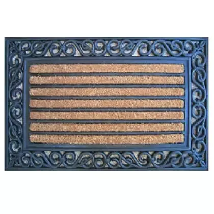 Fibre World Coir Door Mat with Rubber Scroll Edge