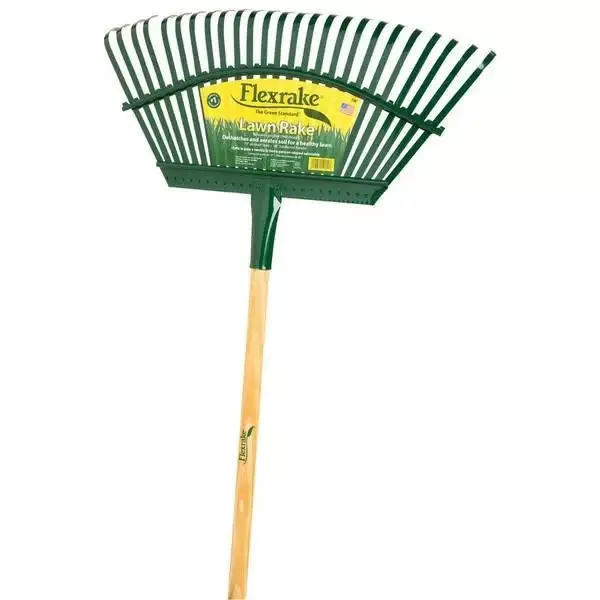 Flexrake™ 19″ Steel Tine Leaf Rake with Wood Handle FLX1W