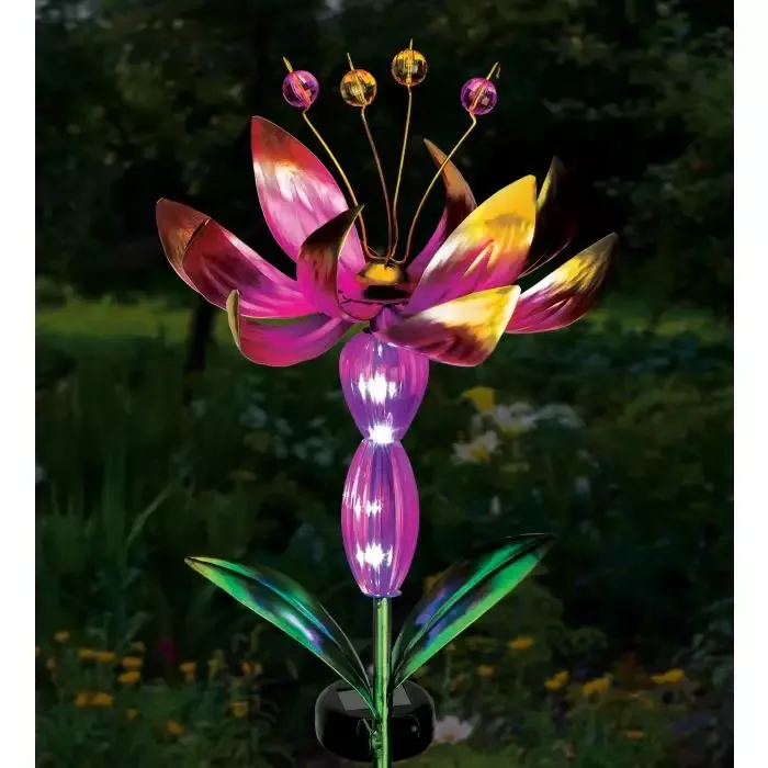Flower Spinner Solar Stake – Pink