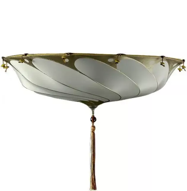 Fortuny 062-SA-4 Medium Scudo Saraceno Plain Silk Flush Mounted – 24-1/84″