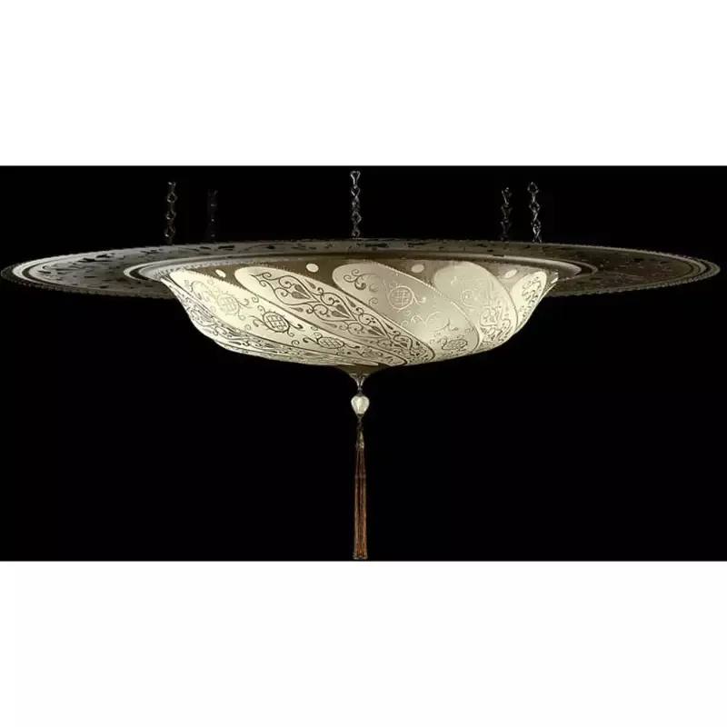 Fortuny 096-SAC-2 Scudo Saraceno Decorated Silk with Metal Ring Ceiling 37-3/4″