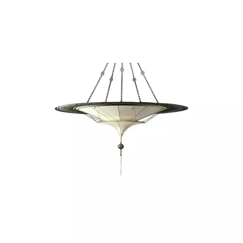 Fortuny 125-SHC-3 Silk Scheherazade 2 Tiers Plain Suspended with Metal Ring – 49-1/4″