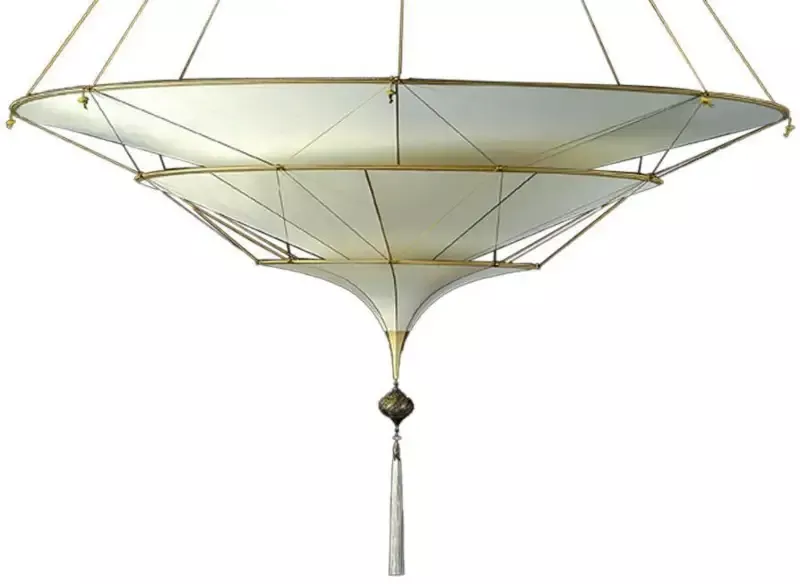 Fortuny 126-SH-3 3 Tiered Scheherazade in Plain Silk Suspended Plain – 49-3/8″