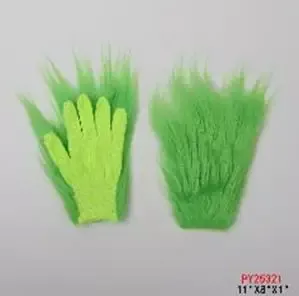 Green Fuzzy Christmas Gloves