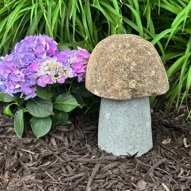 Hand Carved Natural Granite 12″H Mushroom Stone
