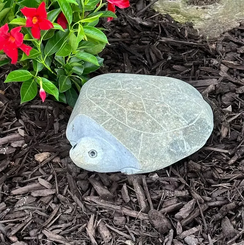 Hand Carved Natural Granite 14″L Boulder Stone Turtle