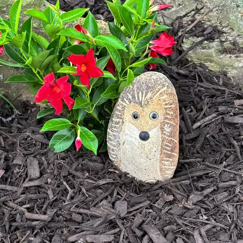 Hand Carved Natural Granite 8″H Boulder Stone Standing Hedgehog