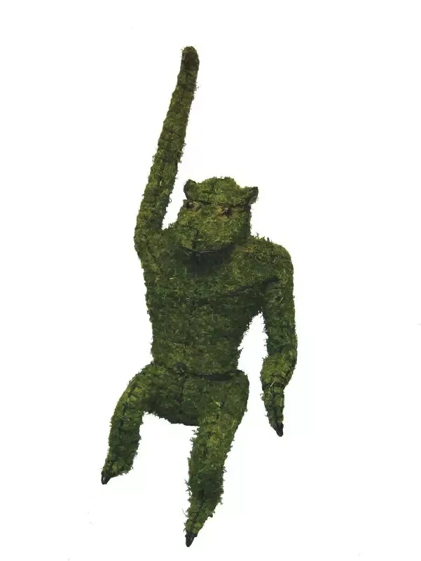 Hanging Monkey 14″ and 39″ Topiary Sculpture – Moss Filled