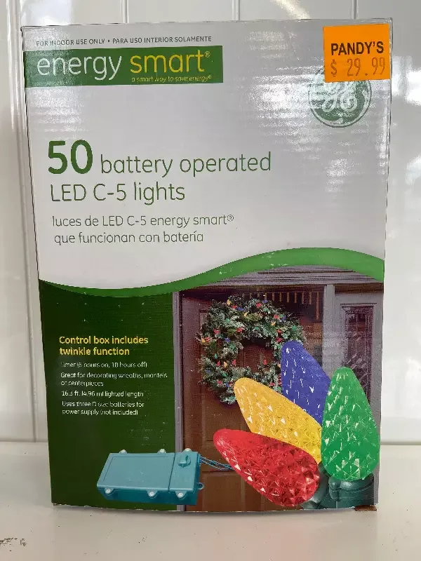 Holiday Lights 50 Battery Operated LED C5 Lights Multicolor