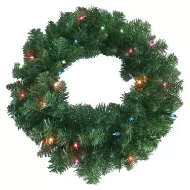 Holiday Wonderland 24″ Pre-Lit Artificial Wreath with Multi-Color Lights