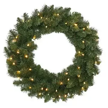 Holiday Wonderland 24″ Pre-Lit Artificial Wreath with Warm White Lights