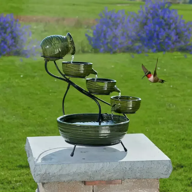 Hummingbird Haven Cascading Water Solar Fountain