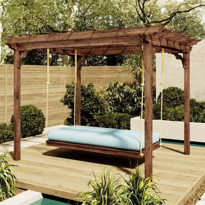 Keystone Amish Co. Laguna Red Cedar Pergola Swing Bed Set