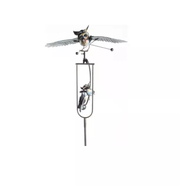 Kinetic Owl Mom/Kids Yard Stake